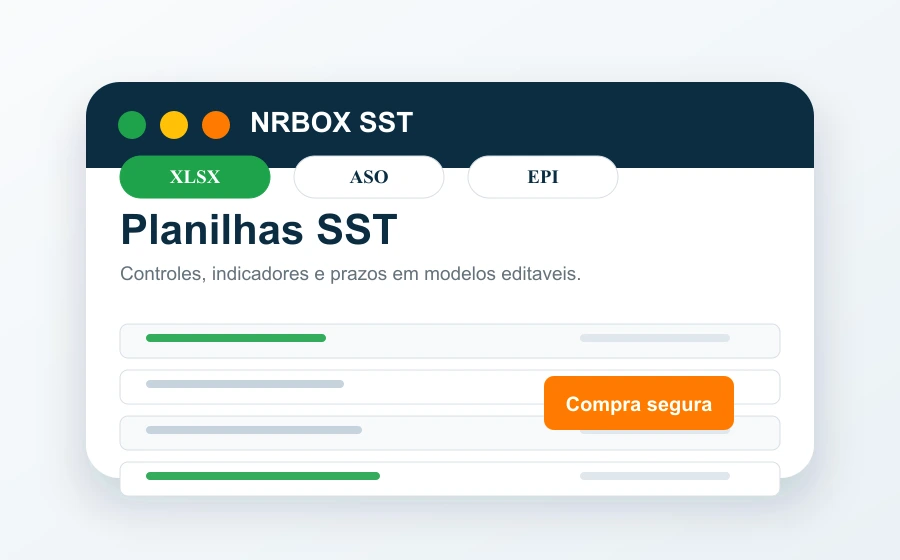 Prévia de planilhas e controles SST editáveis